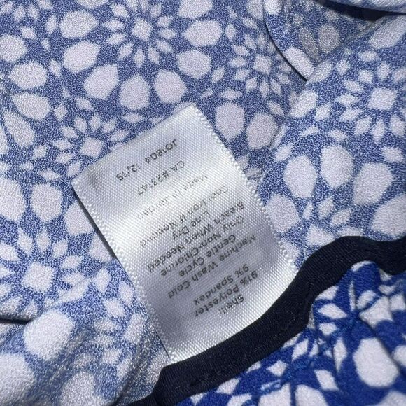 talbots size Small career wear work pants Wide Leg Stripe blue white - Picture 4 of 5